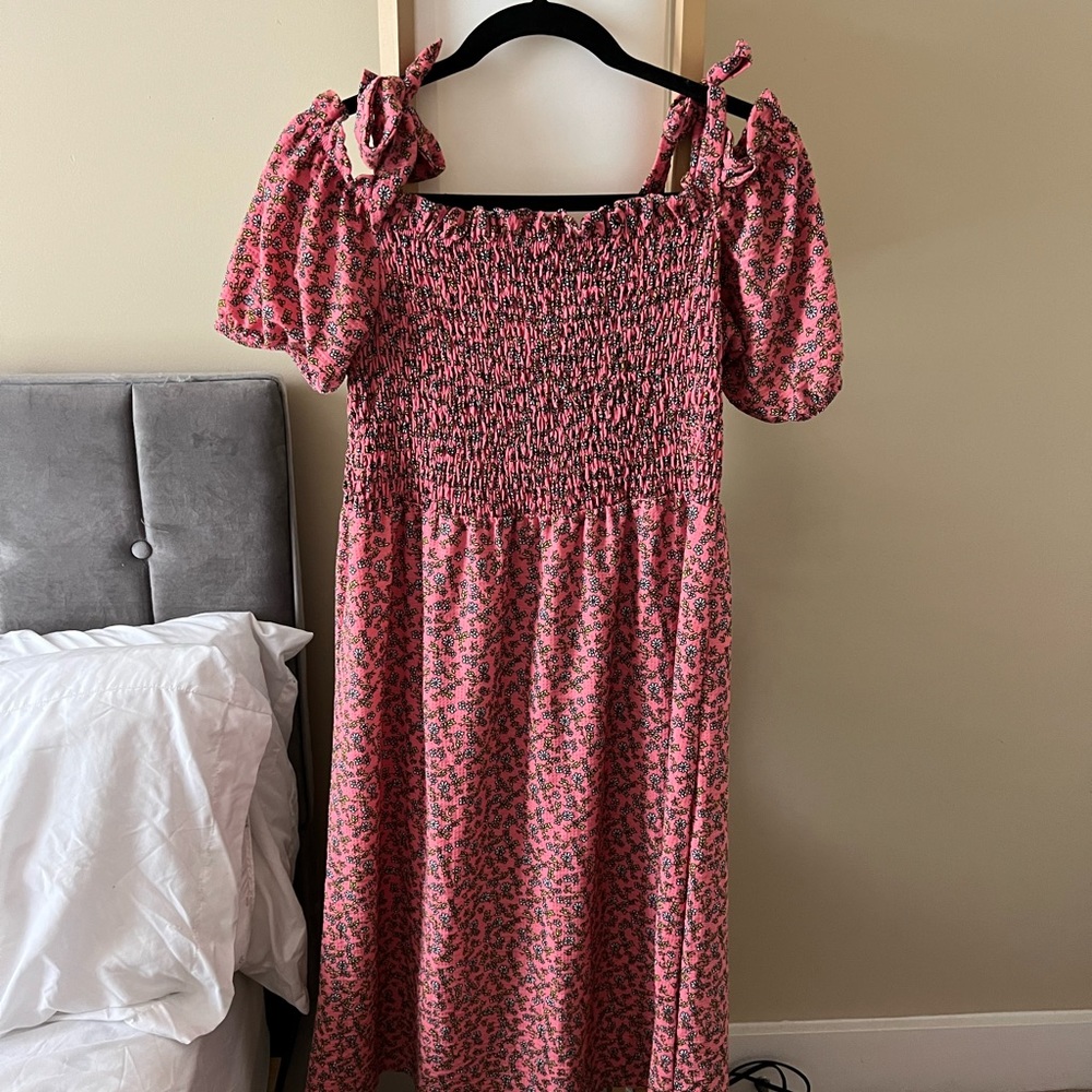 Topshop Pink Floral Midi Dress